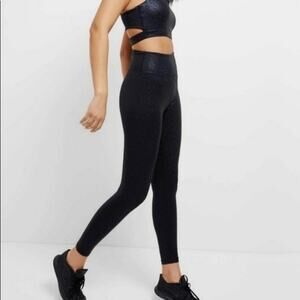 Allfenix Anthropologie Black Liquid Leo 7/8 Leggings Sportswear Leopard Cheetah